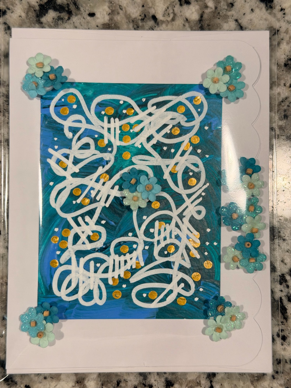 Handpainted ORIGINAL Mixed Medium Greeting Cards (4x IN SET)SIGNED BY ARTIST